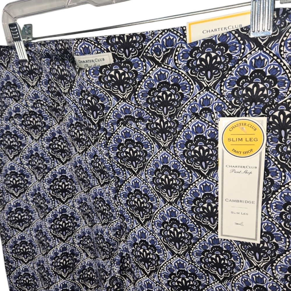 NWT Charter Club Pant Shop Slim Leg Paisley Printed Pants - Picture 3 of 3